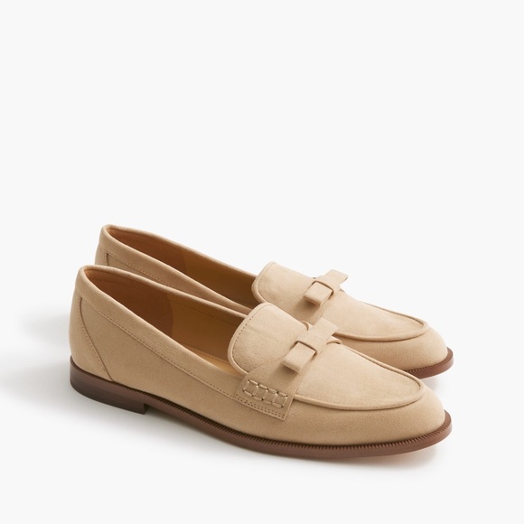 J. Crew Shoes - J. Crew Sueded Bow Loafers Flats Shoes Light Khaki Tan Beige NEW Size 7